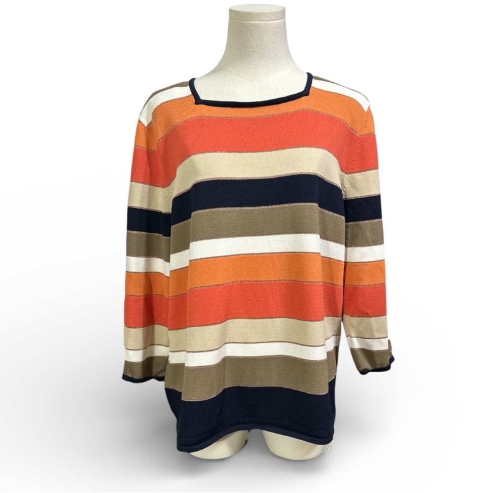 Alfred Dunner Women’s size L Striped Multicolor Sweater‎ (G13)
